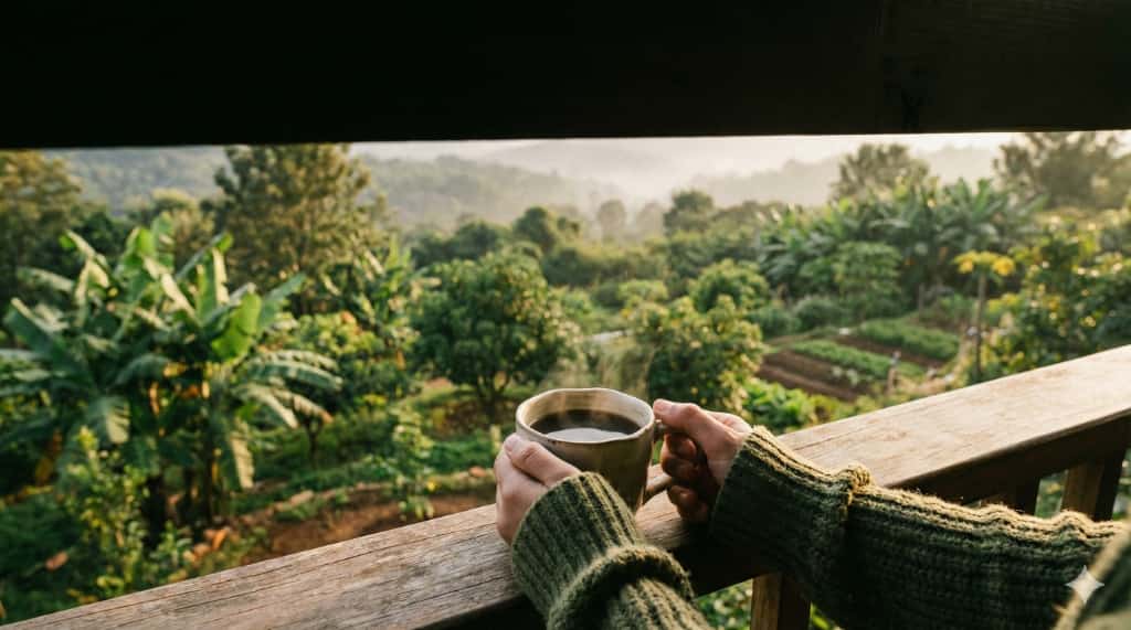 Coffee in the shade on a farm
